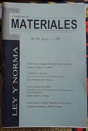 Cuaderno de materiales. Filosofía y Ciencias Humanas. nº 10. Ley y norma
