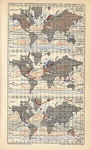 Antique Map-CONTOUR LINES-WORLD MAP-Meyers-1895