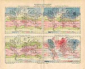 Antique Map-CLIMATE-TEMPERATURE-WORLD MAP-Meyers-1895