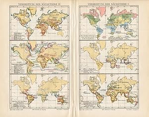 Antique Map-DISPERSION OF MAMMALS-WORLD MAP-Meyers-1895