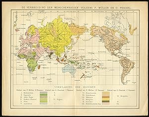 Antique Map-WORLD MAP-HUMAN RACES-Oosthoek-1893