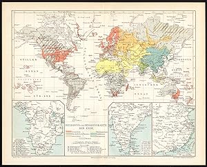 Antique Map-WORLD MAP-RELIGION-MISSION-Meyers-1895