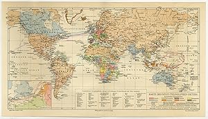 Antique Map-TELEGRAPH GRID-WORLD MAP-Meyers-1895