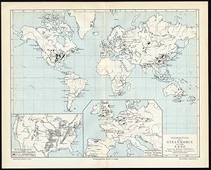 Antique Map-WORLD MAP-MINERALS-Meyers-1895