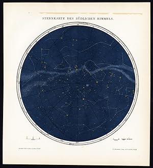 Antique Map-STAR MAP-SOUTHERN SKY-Brockhaus-1897