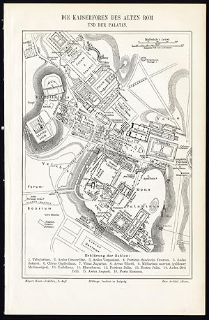 Antique Plan-ANCIENT ROME-ROMA-FORUM-ITALY-Meyers-1895