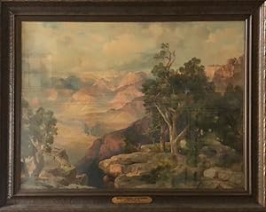 Grand Canyon of Arizona on the Santa Fe. From Painting by Thomas Moran, N. A. (from Hermit Rim Road)