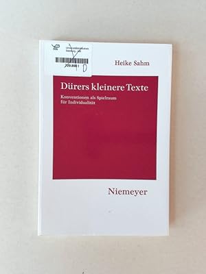 Seller image for Drers kleinere Texte Konventionen als Spielraum fr Individualitt for sale by avelibro OHG