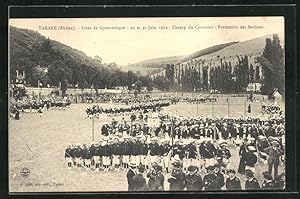 Ansichtskarte Tarare / Rhône, Fêtes de Gymnastique 1912, Champ du Concours, Formation des Sections