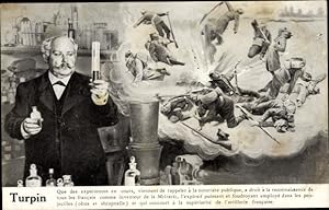 Ansichtskarte / Postkarte Eugène Turpin, Französischer Chemiker, Labor, Sterbende Soldaten