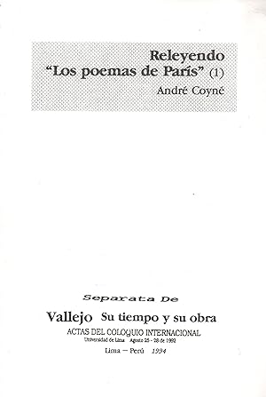 Bild des Verkufers fr Releyendo "los poemas de Paris"1 zum Verkauf von JP Livres