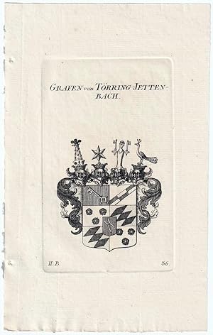 Grafen von Toerring-Jettenbach. Kupferstich-Wappen.