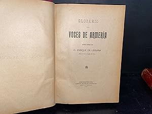 Imagen del vendedor de GLOSARIO DE VOCES DE ARMERA. a la venta por LIBRERIA ANTICUARIA LUCES DE BOHEMIA