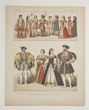 1500-1550 French Costume Fashion Print 1883 Chromolithograph Military Leaders Austria