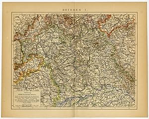 Antique Map-BAVARIA-BAYERN-GERMANY-BAYREUTH-REGENSBURG-NURNBERG-Winkler Prins-19