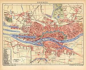 Antique Map-BREMEN-GERMANY-CITY PLAN-Meyers-1895
