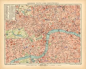 Antique Plan-LONDON-CITY-WEST END-ENGLAND-GREAT BRITAIN-Meyers-1895