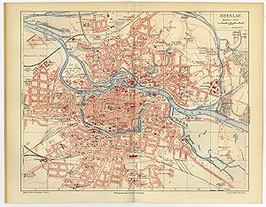 Antique Map-BRESLAU-CITY-GERMANY-Meyers-6th ed-1913