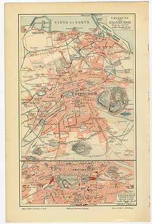 Antique Plan-EDINBURGH-SCOTLAND-BRITAIN-Meyers-1895