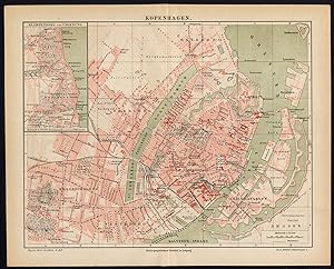 Antique Plan-COPENHAGEN-DENMARK-TOWN PLAN-KLAMPENBORG-Meyers-1893