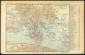 Antique Plan-STOCKHOLM-CENTRE-SWEDEN-Meyers-1895