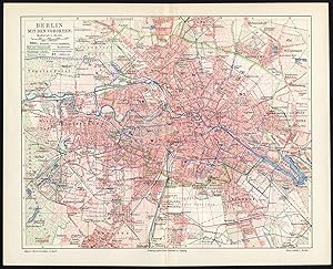 Antique Map-BERLIN-SUBURBS-GERMANY-Meyers-1895