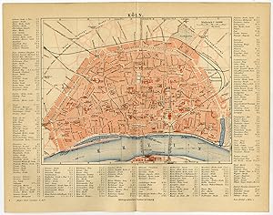 Antique Map-KOLN-COLOGNE-RHINE-GERMANY-CITY PLAN-Meyers-1895