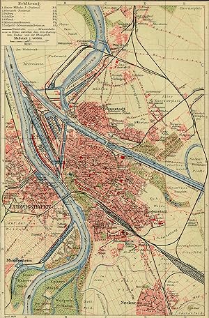 Antique Map-MANNHEIM-GERMANY-Brockhaus-1895