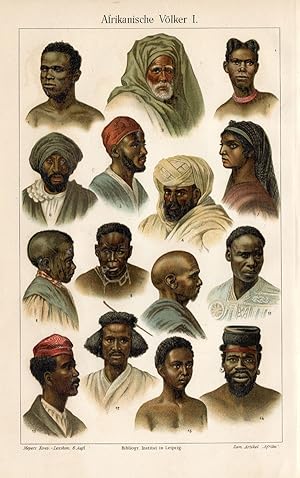 Antique Print-AFRICA-NATIVE-FACES-AFRICAN PEOPLES 1-Meyers-1895