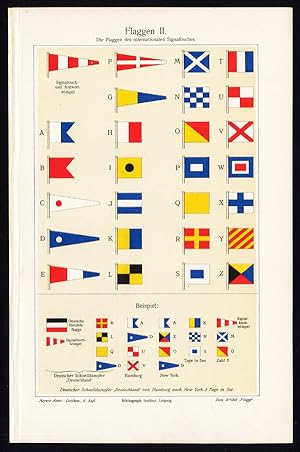 Antique Prints-FLAGS-INTERNATIONAL CODE-Meyers-1900