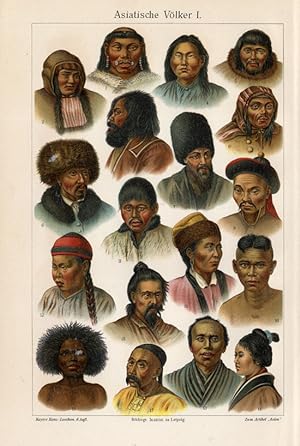 Antique Print-ASIA-COSTUME-MONGOL-PORTRAIT-ASIAN PEOPLES 1-Meyers-1895