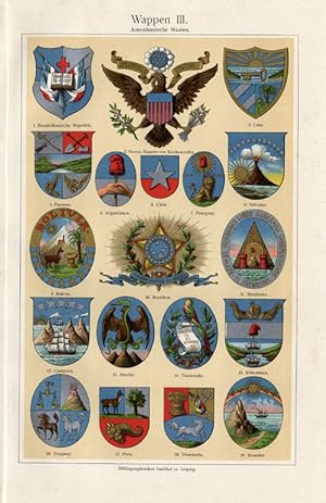 Antique Prints-COAT OF ARMS-AMERICAN-USA-Meyers-1900