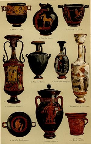Antique Prints-GREECE VASES-AMPHORA-BOWL-Plate I-Meyers-1900