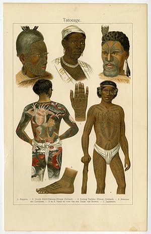 Antique Prints-TATTOO-BODY PAINT-OCEANIA-Meyers-1900