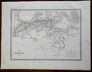 North Africa "Barbary Coast" Morocco Algeria Tunis Tripoli 1850 Bellier map