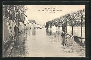 Ansichtskarte Le Pecq, Crue de la Seine, Les Quais, Vue d`Ensemble - le 1 Fèvrier 1910, Hochwasser