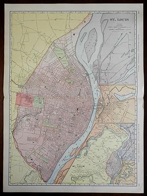 St. Louis Missouri detailed city plan 1902 Rand McNally oversize map