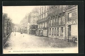 Ansichtskarte Paris, Inondations Janvier 1910 - Rue des Fossès Saint-Bernard, Hochwasser