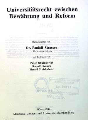 Bild des Verkufers fr Universittsrecht zwischen Bewhrung und Reform. Beitrge zum Universittsrecht ; 3 zum Verkauf von books4less (Versandantiquariat Petra Gros GmbH & Co. KG)