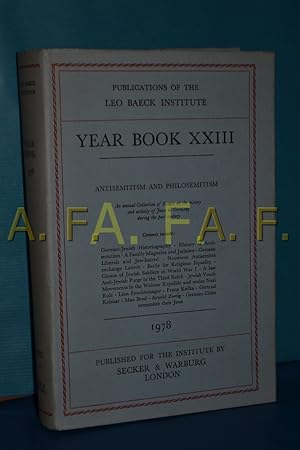 Bild des Verkufers fr Leo Baeck Institute Year Book XXV (1978): Antisemitism and Philosemitism zum Verkauf von Antiquarische Fundgrube e.U.