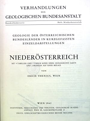 Bild des Verkufers fr Niedersterreich. Verhandlungen der geologischen Bundesanstalt zum Verkauf von books4less (Versandantiquariat Petra Gros GmbH & Co. KG)