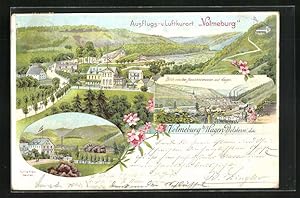 Lithographie Hagen-Delstern, Gasthaus Volmeburg, Blick von der Aussichtsterrasse