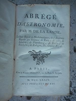 Bild des Verkufers fr Abrege d'astronomie zum Verkauf von Frederic Delbos