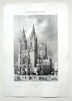 Bild des Verkufers fr Cathdrale de Coutances. Vue Sud-Ouest. zum Verkauf von Versandantiquariat Hsl