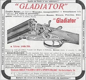 Seller image for Gladiator, fucile belga per polveri bianche. Advertising 1912 for sale by libreria biblos