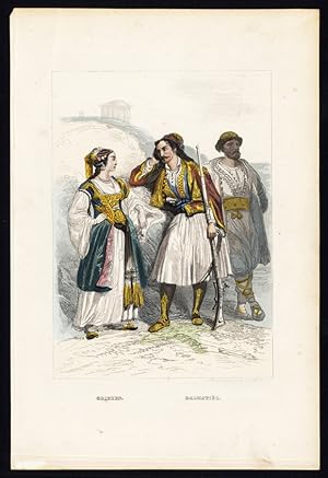 Antique Costume Print-GREECE-DALMATIANS-RIFLE-GUN-Rouargue-1878