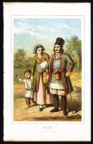 Antique Costume Print-POLAND-POLISH FAMILY-1880