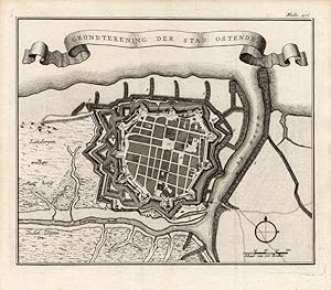 Antique Map-OSTEND-OOSTENDE-BELGIUM-Tirion-1738