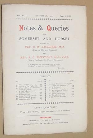 Notes & Queries for Somerset and Dorset, September 1924, Vol.XVIII Part CXLII