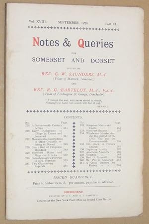 Notes & Queries for Somerset and Dorset, September 1926, Vol.XVIII Part CL